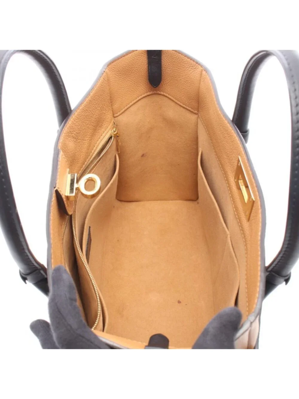 Louis Vuitton Handbag on My Side MM Monogram Noir Leather Canvas